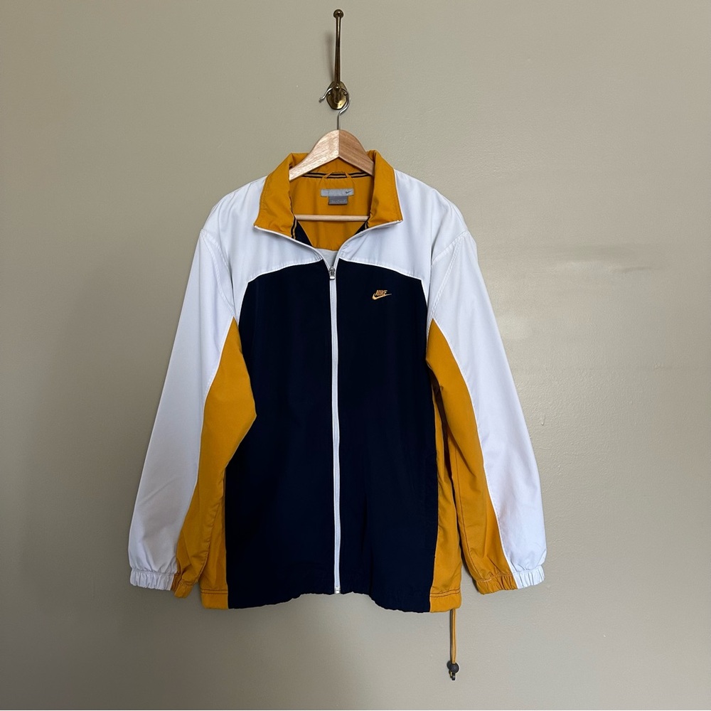 Nike Men's White, Navy blue, and Gold Windbreaker
